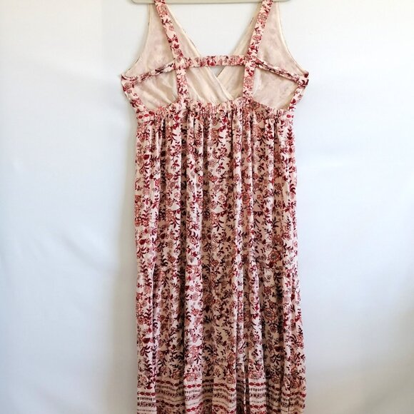 Vintage Angie Womens Cream Red Floral Print Sunset Bloom Maxi Dress Size 1X - Picture 4 of 6
